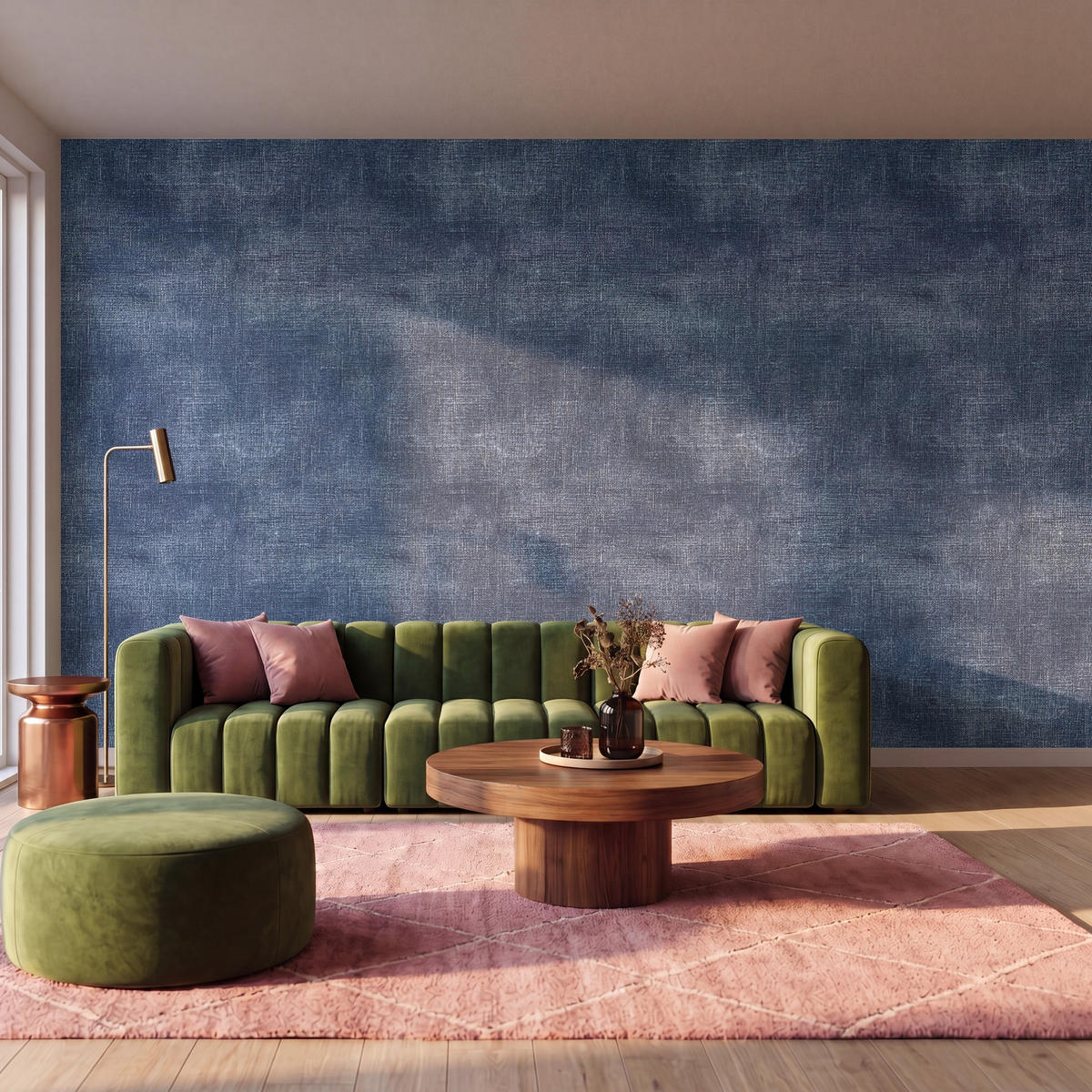 TAPETE - Leinen - Textur - Muster - Denim - Rustikal - 400x240 cm - Blau, Papier (400/240cm) - OnlyWow