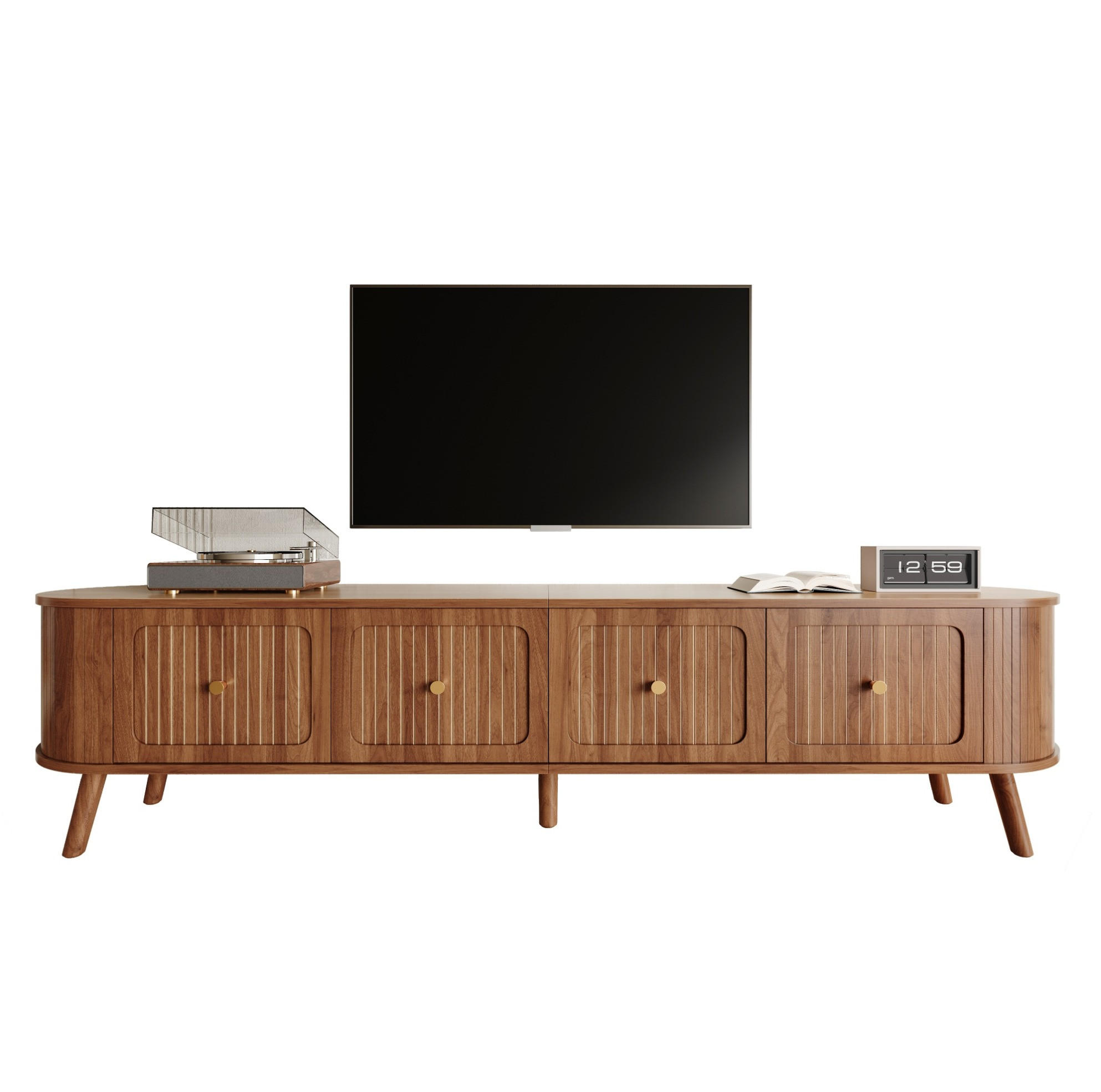 TV-SCHRANK 180/38/47 cm mit Klapptüren und Stauraum, Vintage-Design mit Holzbeinen, Nussbaum - Braun, Holzwerkstoff (180/47/38cm) - Redom