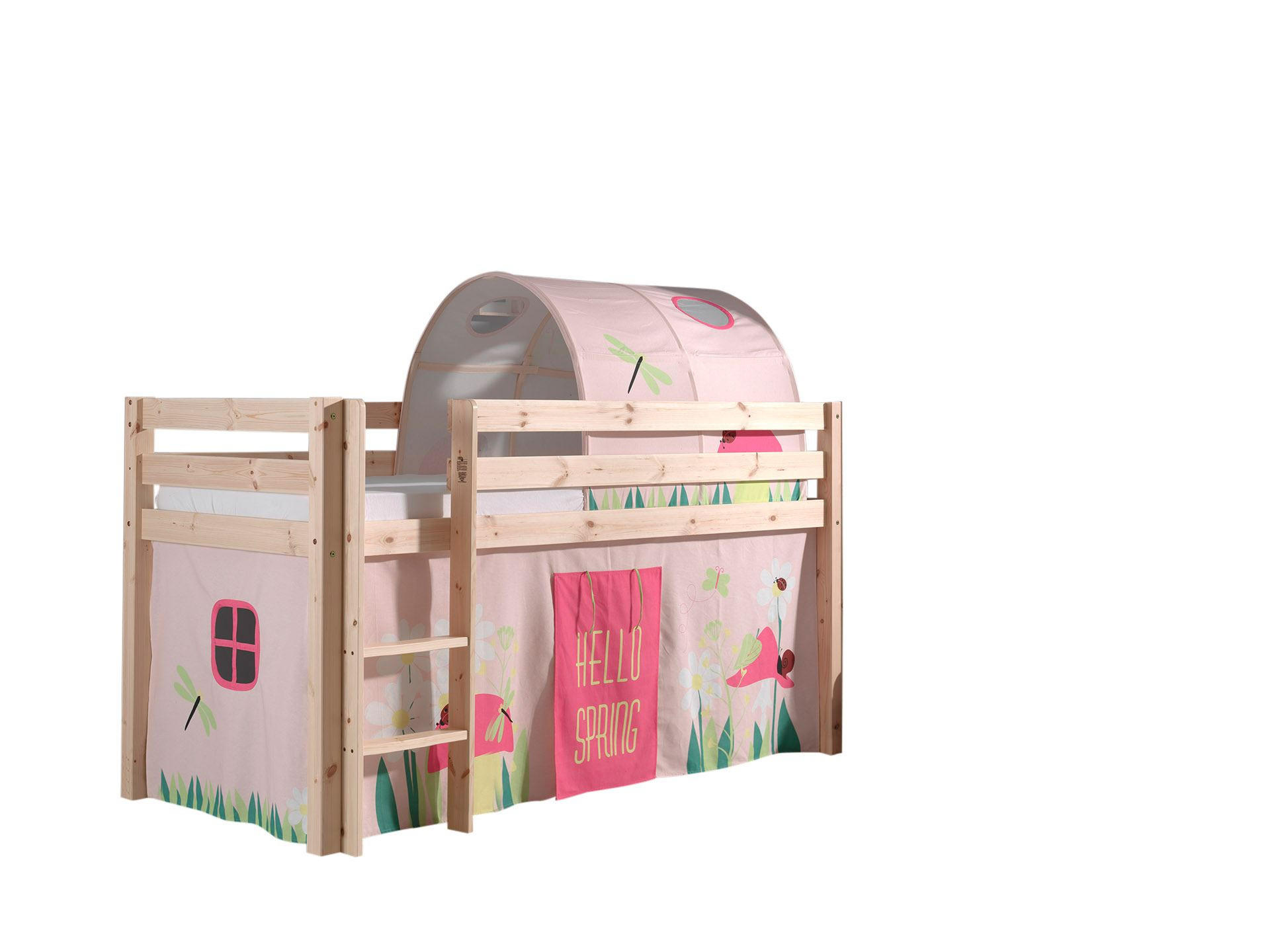 KINDERBETT Karolina 210x114x106 Massivholz Natur Textilset Spring 2 - Hellrosa/Kieferfarben, Holz (90/200cm) - 58aufmkessel