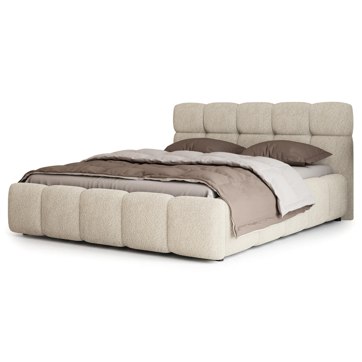 POLSTERBETT FARU Q 180x200 cm mit Bettkästen - Creme - Creme, Holz (180/200cm) - MASSENO