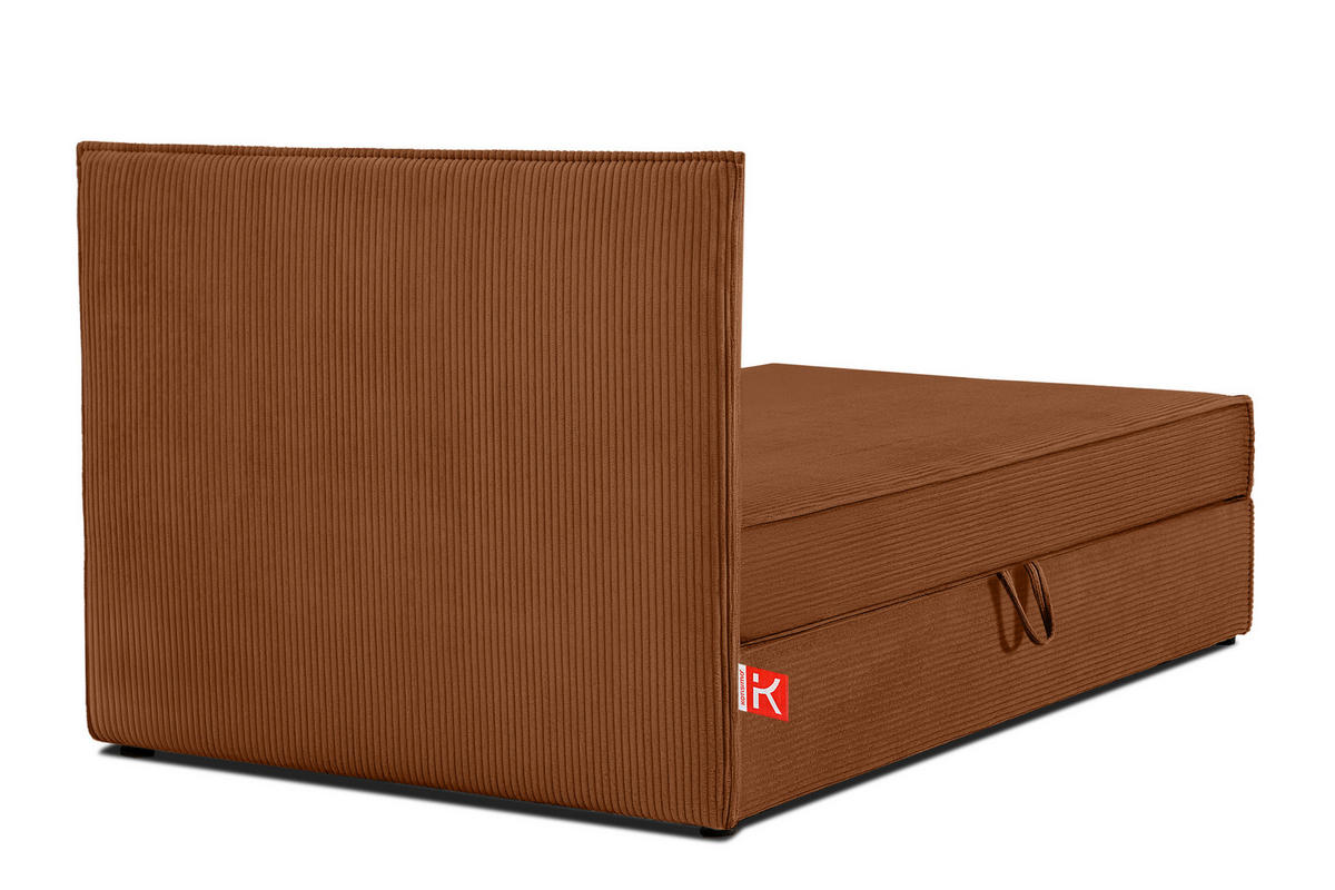 BOXSPRINGBETT ROTI Einzelbett, orange - Schwarz/Orange, Holz/Holzwerkstoff (100/200cm) - KONSIMO®