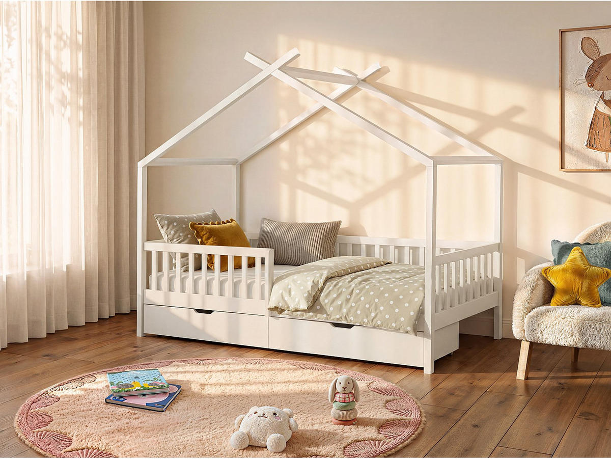HAUSBETT - 1 Person - holz - weiß Kiralio - Weiß, Holz (90/190cm) - Vente-Unique