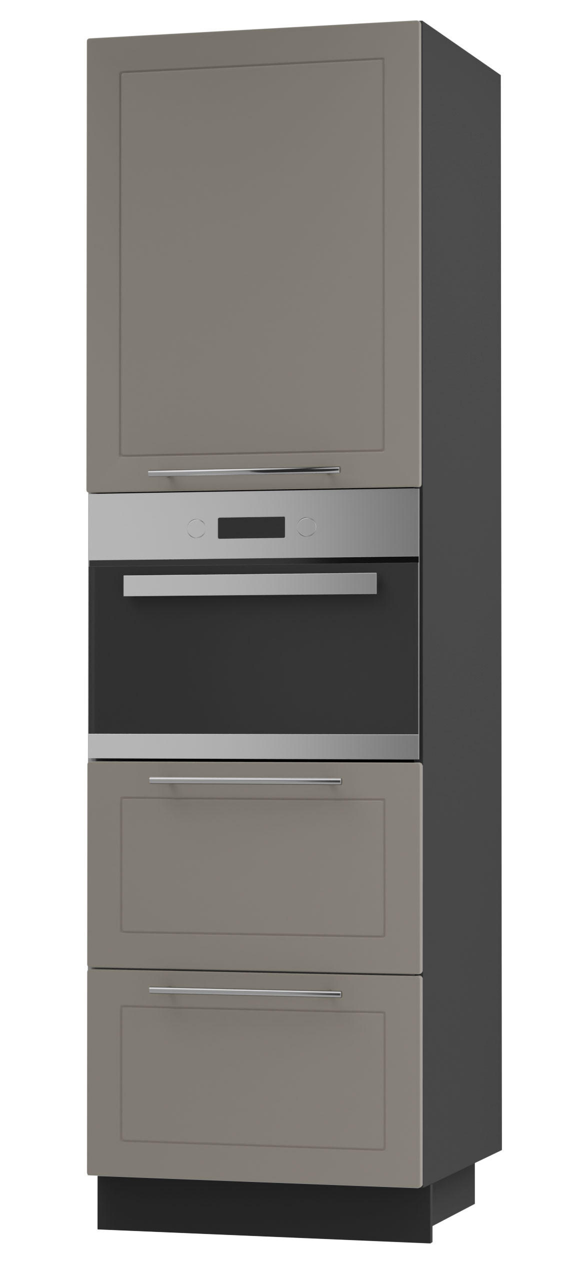 BACKOFENHOCHSCHRANK Kvantum D14/RU/2M/356 Beige Matt / Schwarz Matt 60 / 59 / 207cm - Beige/Schwarz, Holz/Holzwerkstoff (60/207/59cm) - Feldmann-Wohnen