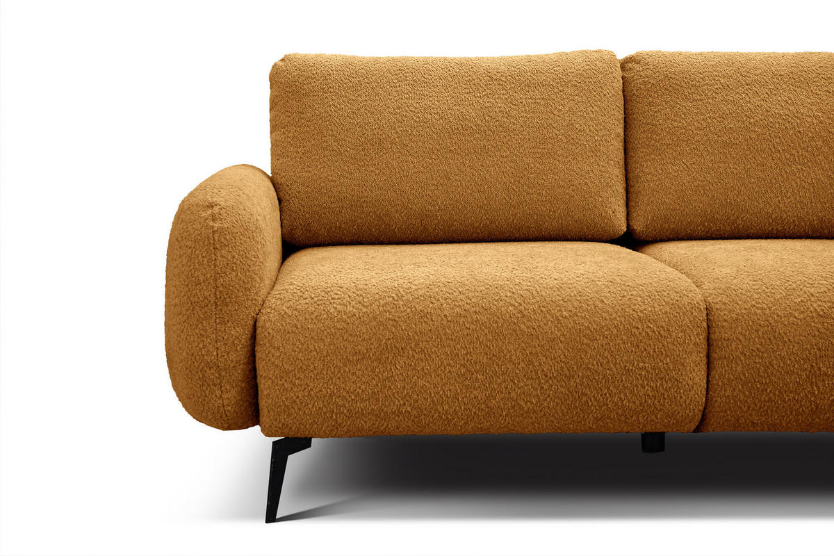 SOFA FEBE 3-Sitzer, senfgelb - Dunkelgelb/Schwarz, Holz/Textil (190/82/96cm) - Courtois Laville