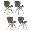 STUHL AMATRICE 4-er Set, Grau, mit Samtstoff gepolstert - Hellgrau, Holz/Textil (48/74/53cm) - Komodee
