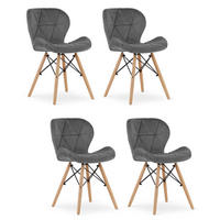 STUHL AMATRICE 4-er Set, Grau, mit Samtstoff gepolstert - Hellgrau, Holz/Textil (48/74/53cm) - Komodee