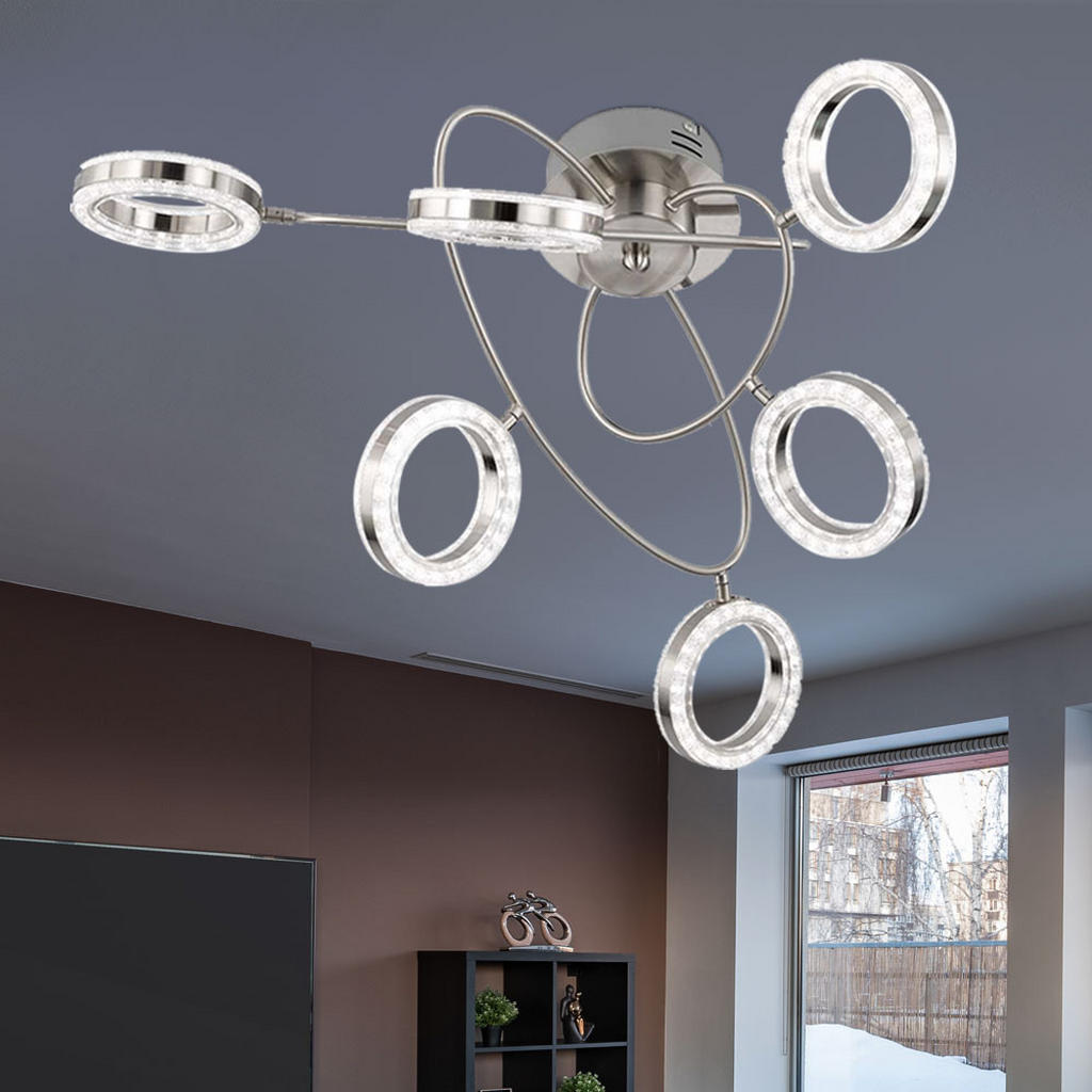Thumbnail - Wofi Led, Silber, Glas, 55x32x55 cm, Lampen & Leuchten, LED Beleuchtung, LED-Deckenleuchten