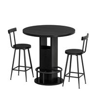 ESSTISCH-SET rund 80 cm Schwarz 3-tlg. - Schwarz, Metall (80/91.5/80cm) - Meubliv