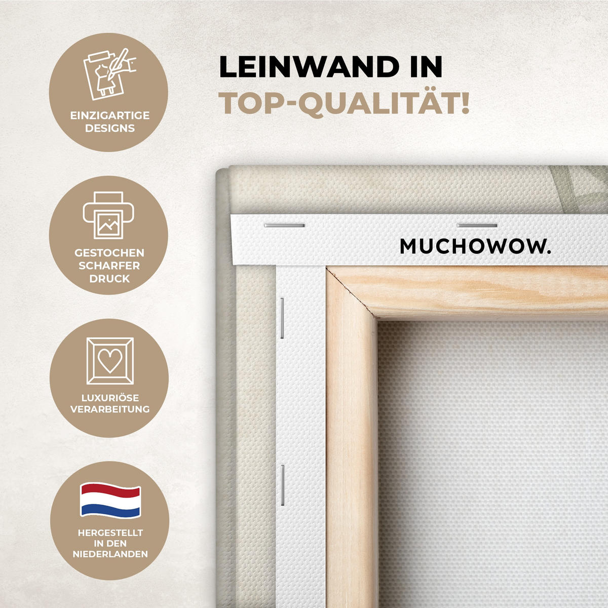 LEINWANDBILD Japandi - Bambus - Beige 20x30 cm - Eukalyptusholzfarben, Textil (20/30cm) - MuchoWow