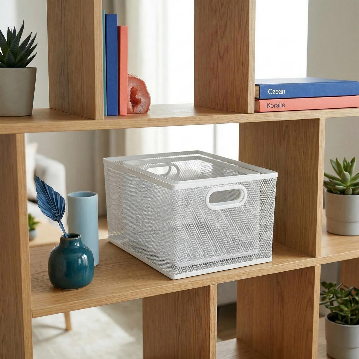 3-DIEL. sada úložných košov - biela, kov (18/36.5/18cm) - Relaxdays