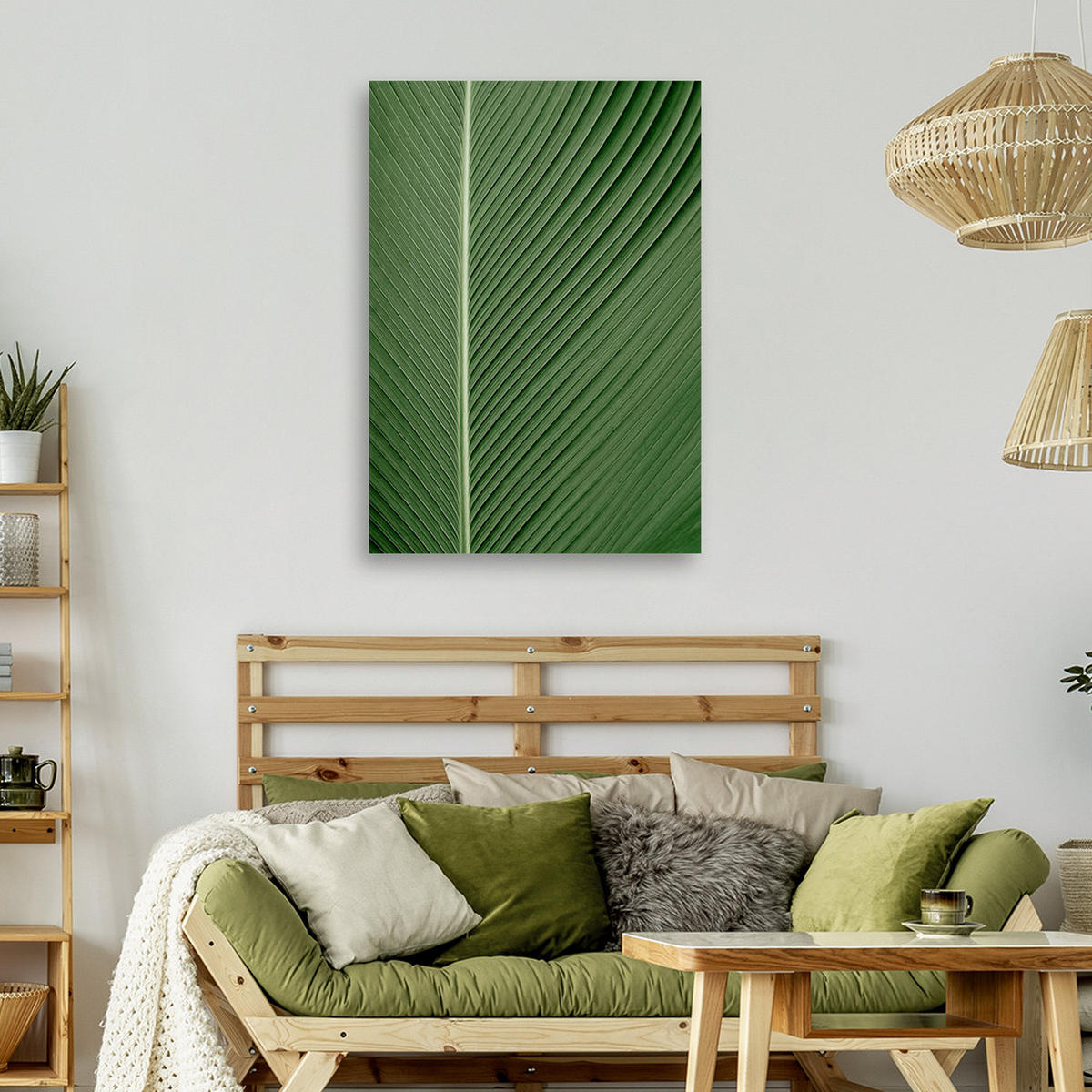 WANDBILD bananenblatt im makromaßstab - Grün, Textil (40/60cm) - Feeby