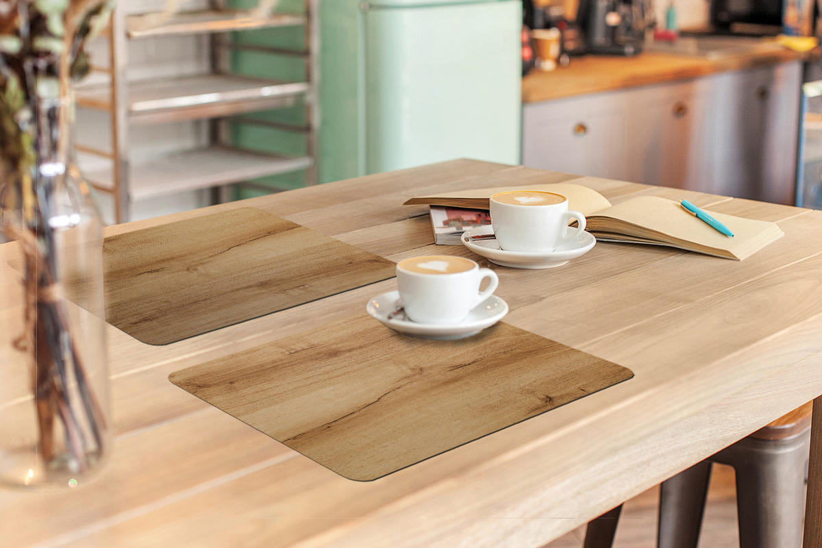 PLATZSETS 6er-Set Holzoptik - Braun - Holz 45x30 cm Tischset - Eichefarben, Kunststoff (0.3/45/30cm) - MuchoWow
