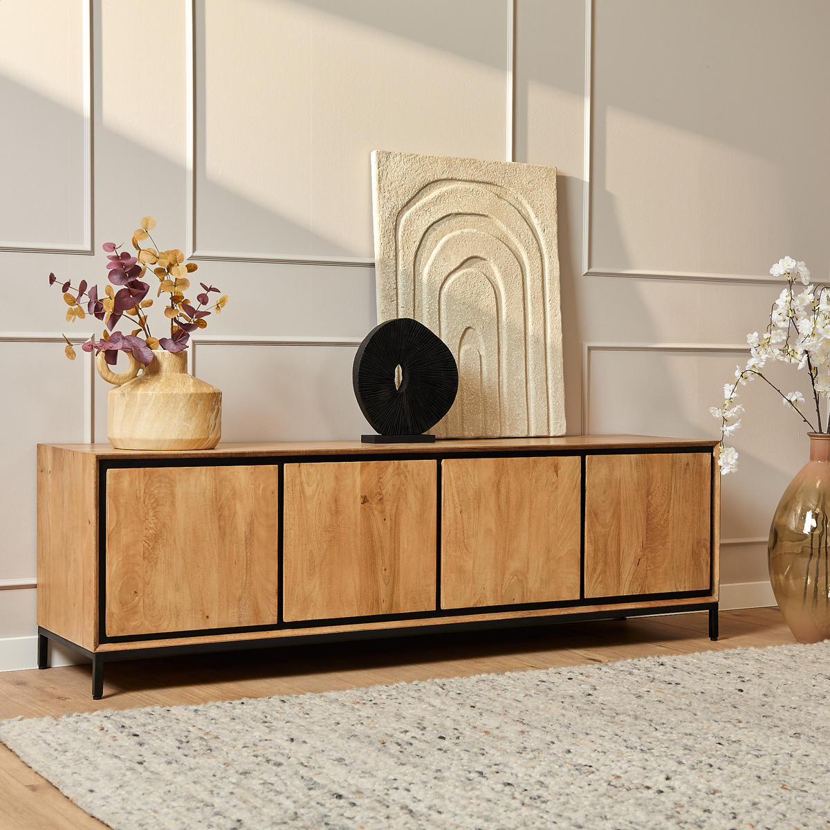 LOWBOARD Hardwood Mangoholz 180 cm / 45 cm Natur - Naturfarben, Holz (180/55/45cm) - Villa Möbel
