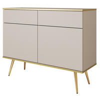 KOMMODE mit Schubladen Rodi - 2 Türen, Beige + Gold - Beige/Goldfarben, Holz/Metall (107/85/39cm) - Emporius