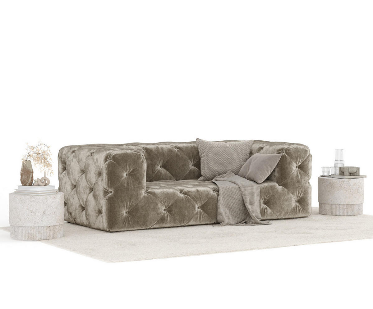 2-SITZER-SOFA Cosimo Beige Chenille - Beige/Schwarz, Holz/Holzwerkstoff (193/71/100cm) - Maison de Reve
