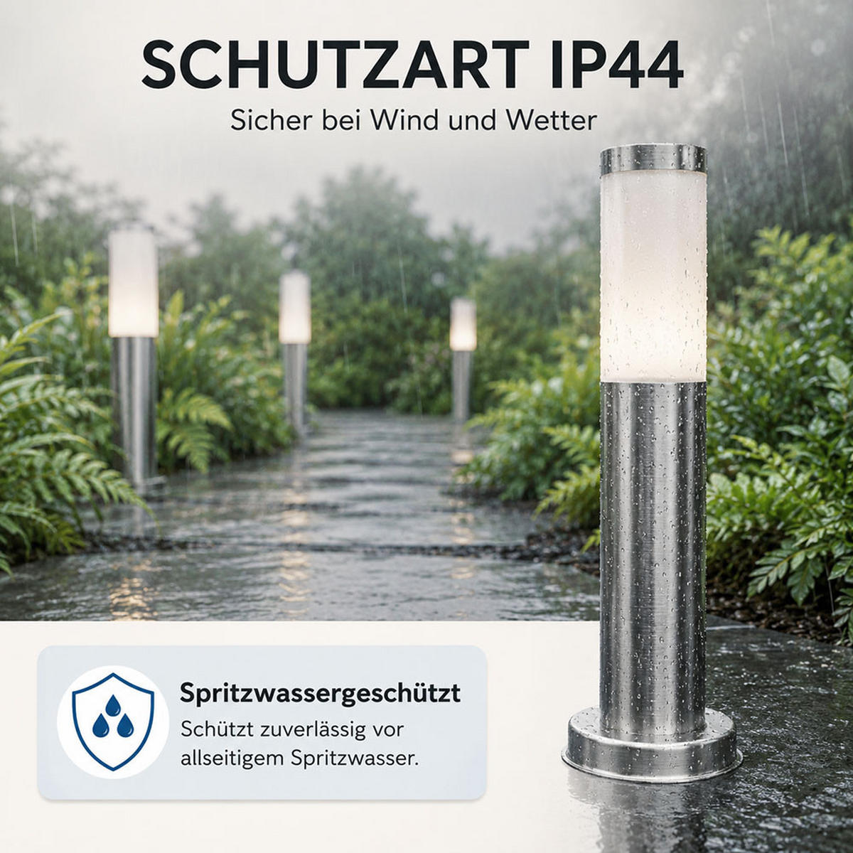 LED AUSSENLEUCHTE Edelstahl Silber - Silberfarben, Kunststoff (7.8/7.8/45cm) - Globo Lighting