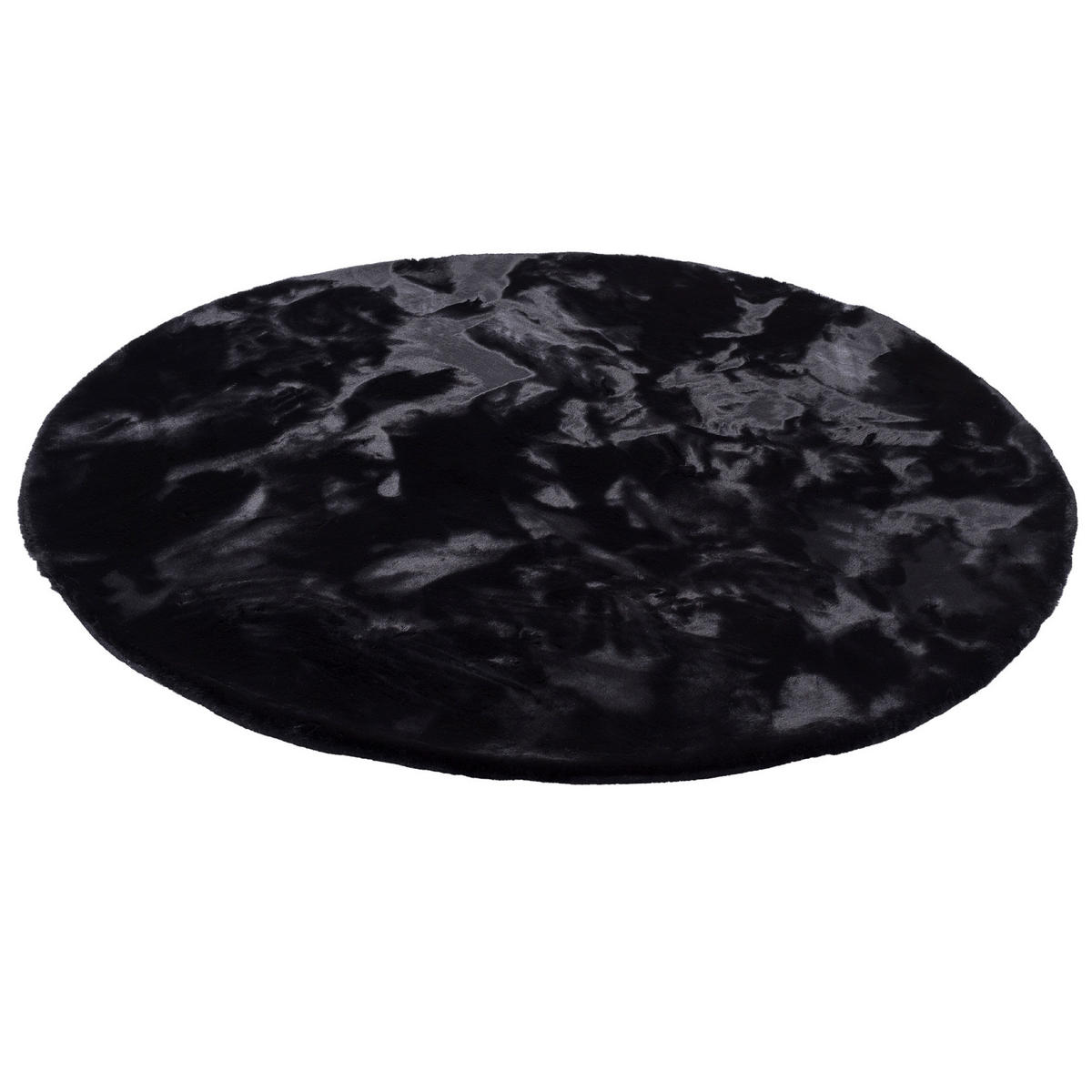 FELLTEPPICH LUXUS SUPER SOFT PLUSH RUND - Schwarz, Textil (160/160cm) - Pergamon