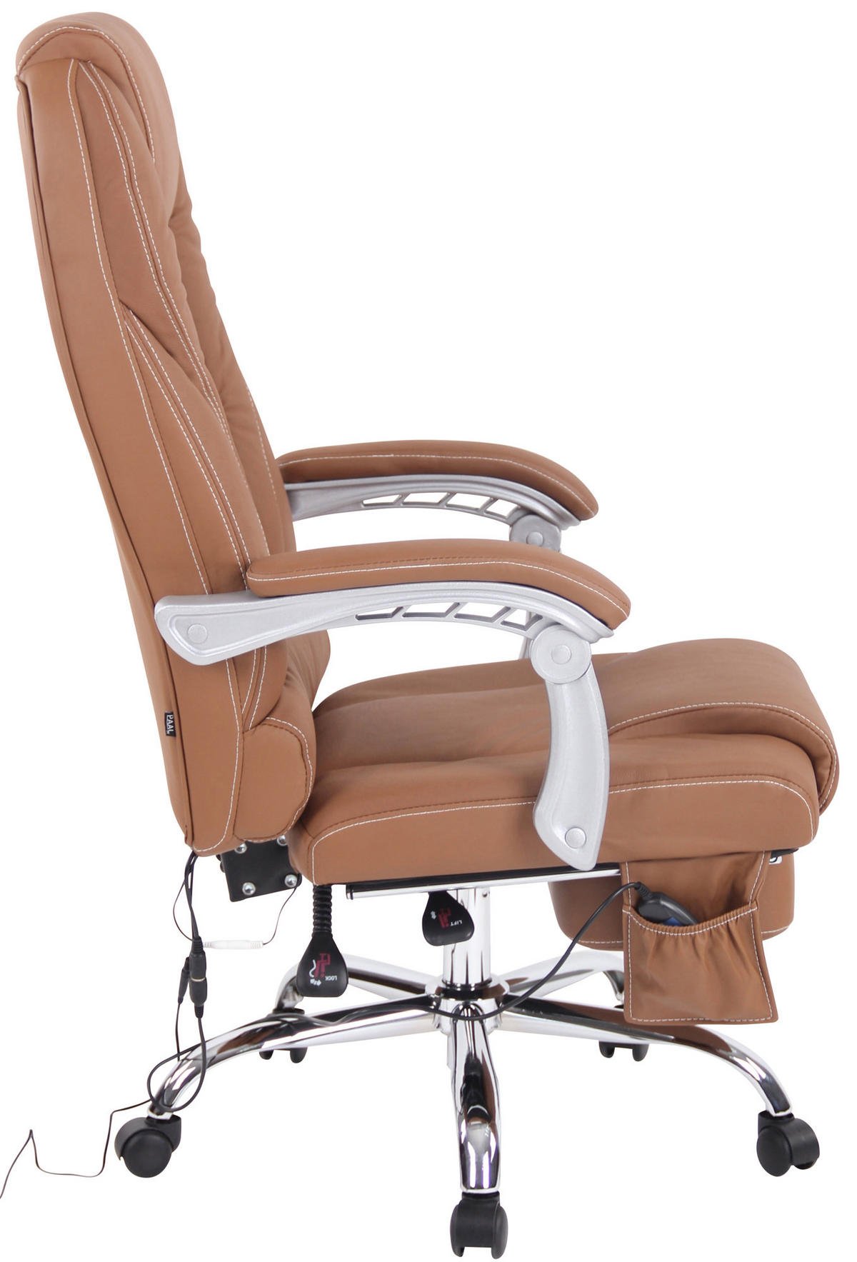 CHEFSESSEL Echtleder Hellbraun - Chromfarben/Hellbraun, Leder/Metall (69/118/64cm) - CLP