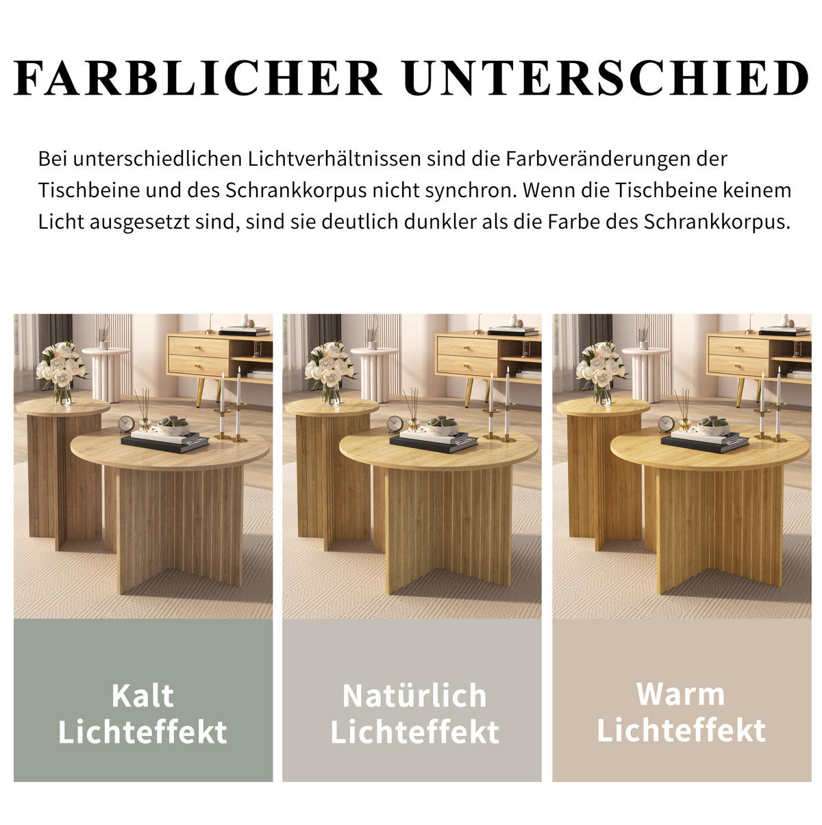 COUCHTISCH-SET 2-teilig 76/40 cm in Holzoptik, platzsparendes Nestdesign - Naturfarben, Holzwerkstoff (76/76/50cm) - Flora Grace