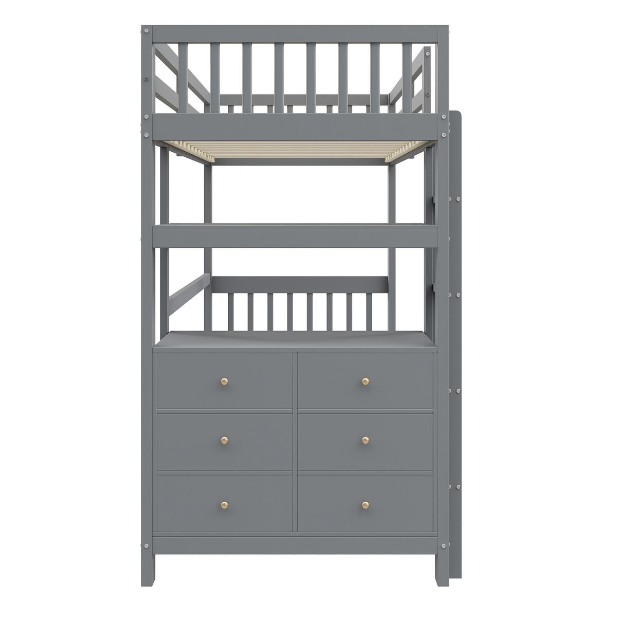 HOCHBETT 90/200 cm in Grau mit Rausfallschutz, Leiter und Stauraum - Grau, Holz (90/200cm) - BEAOK