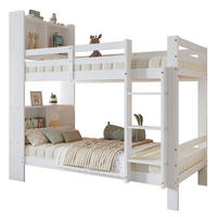 ETAGENBETT 90/200 cm mit Kopfregalen und rechtwinkliger Leiter und MDF, Weiß - Weiß, Holzwerkstoff (90/200cm) - Redom