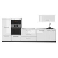 KÜCHENZEILE Fame-Line, Weiß Hochglanz/Anthrazit, 340 cm, AP Marmor - Weiß Hochglanz/Anthrazit, Holzwerkstoff (340/153.6/60cm) - Vicco