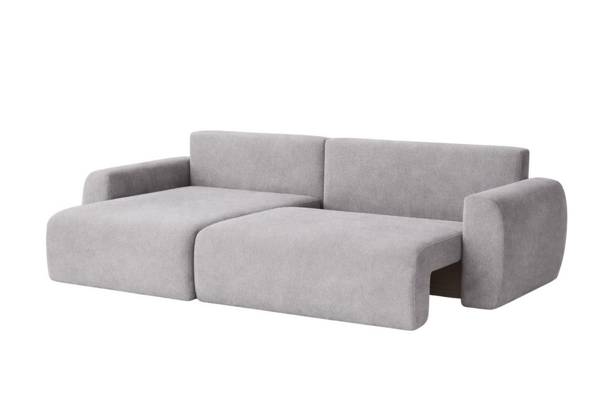 ECKSOFA Mit Schlaffunktion Ariel L, Velours, Stoff Salvador, Grau, Links - Grau, Holz (250/142cm) - Kaiser Möbel