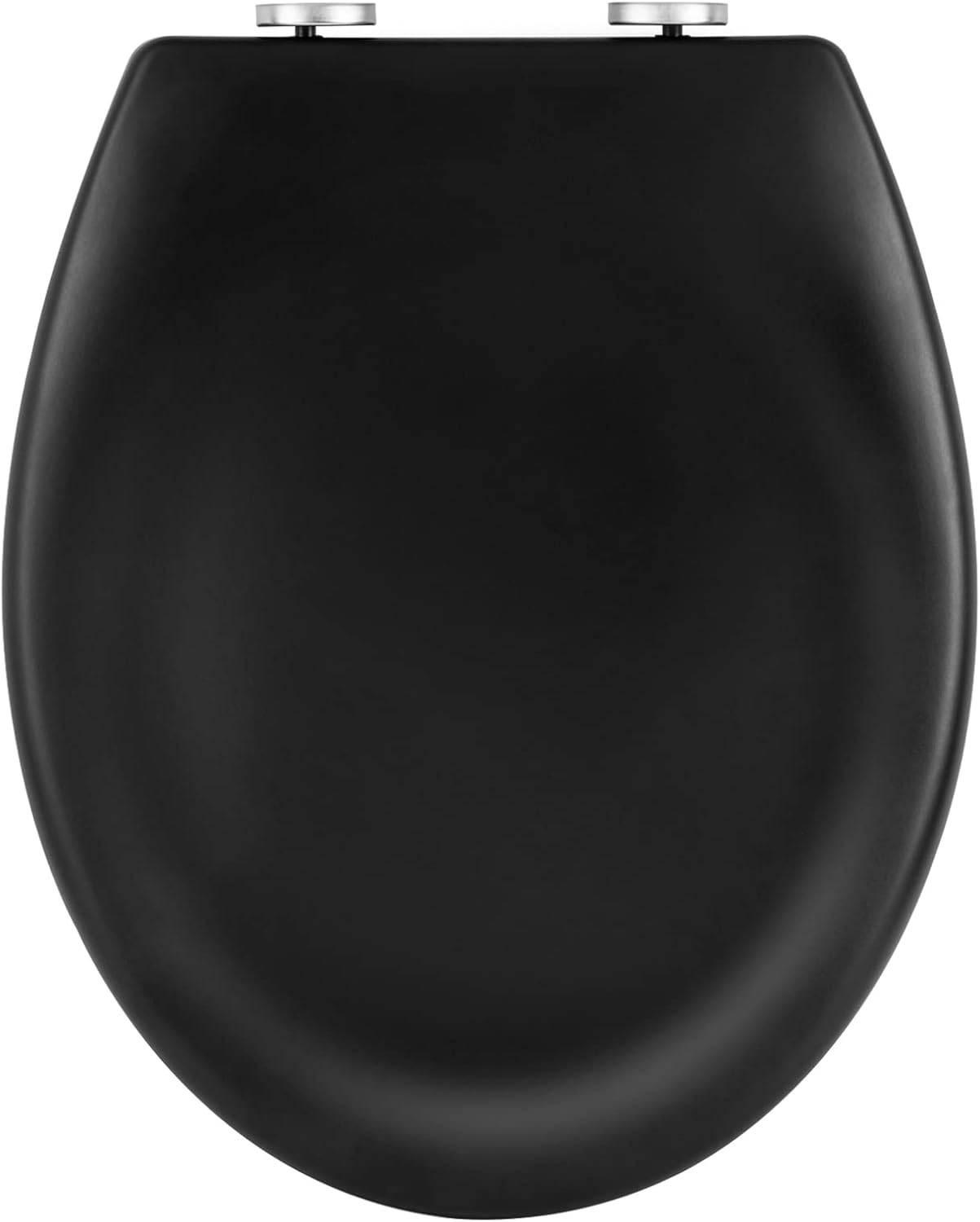 WC SITZ mit Absenkautomatik, Antibakteriell, Matt-schwarz - Schwarz, Kunststoff (37/2.5/45cm) - Woltu