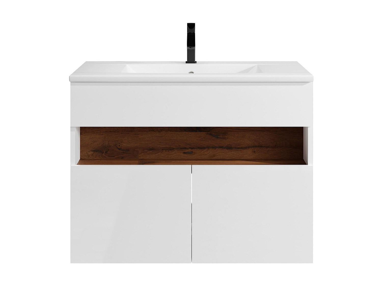 EINZELWASCHTISCH - 80 cm x 46 cm - Holz, Platte - Naturfarben Dunkel, Weiß - POGEZA - Naturfarben/Weiß, Holz (80/60/46cm) - Vente-Unique
