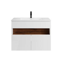EINZELWASCHTISCH - 80 cm x 46 cm - Holz, Platte - Naturfarben Dunkel, Weiß - POGEZA - Naturfarben/Weiß, Holz (80/60/46cm) - Vente-Unique