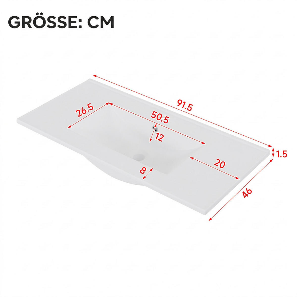 WASCHTISCHKOMBI 92/47/89.6 cm Weiß mit 7 Schubladen, ohne Wasserhahn - Schwarz/Weiß, Holz/Holzwerkstoff (46.5/90/91.5cm) - Oxeza