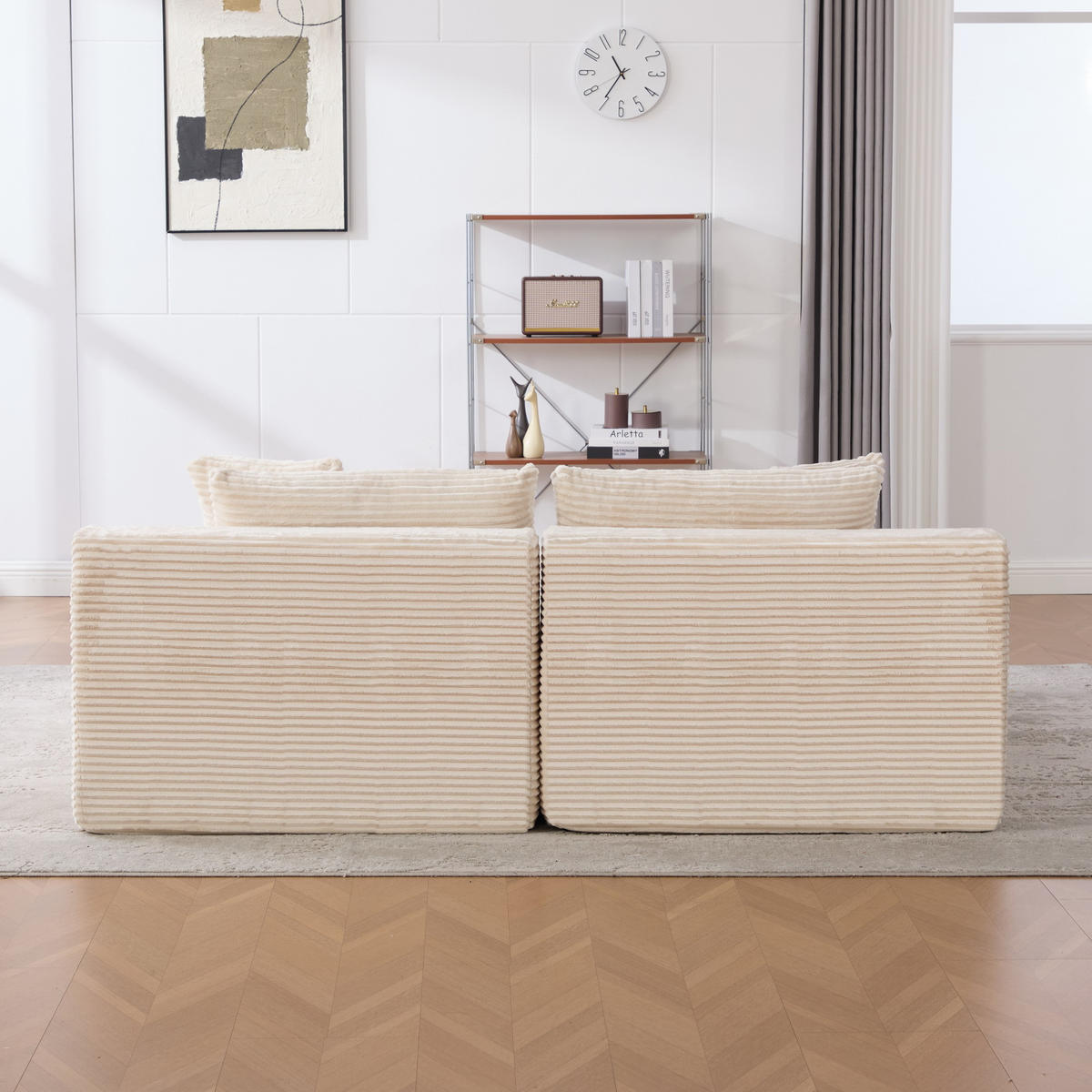 SOFAELEMENT 200/174/74.5 cm Elfenbein mit 30D hochelastischem Schaumstoff und rutschfestem Boden - Ecru, Textil (174/74.5/200cm) - Oxeza