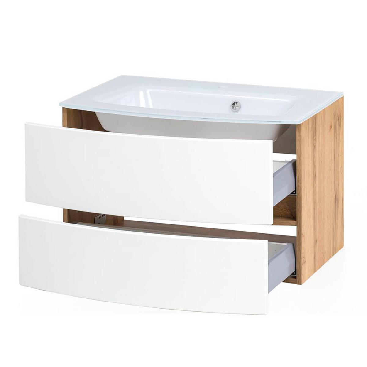 BADMÖBEL-SET 4-TLG. Lauria-03 - Weiß, Holzwerkstoff (200/200/49cm) - Lomado