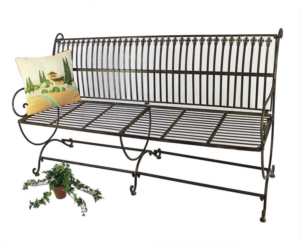 GARTENBANK 3-Sitzer Metall Braun antik 153/60/87 cm - Braun, Metall (153/87/60cm) - DanDiBo