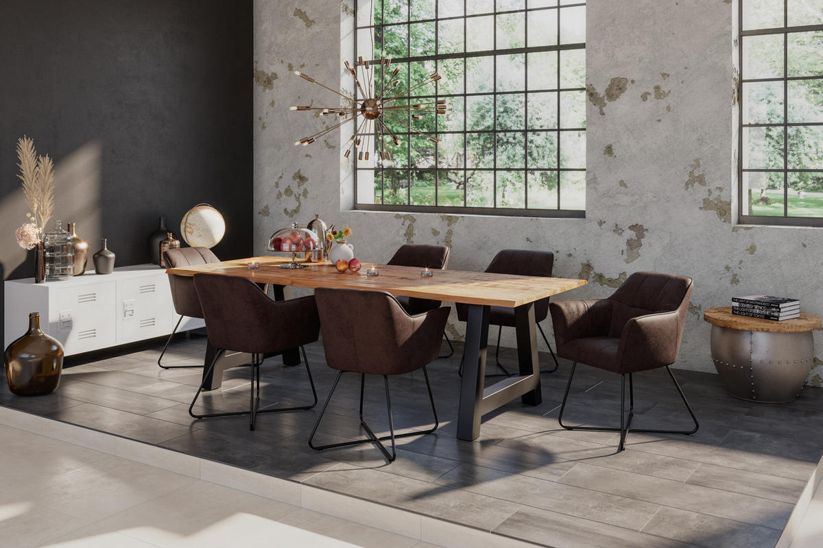 ESSTISCH DORA A - Beige/Schwarz, Holz/Metall (100/200/77cm) - SAM