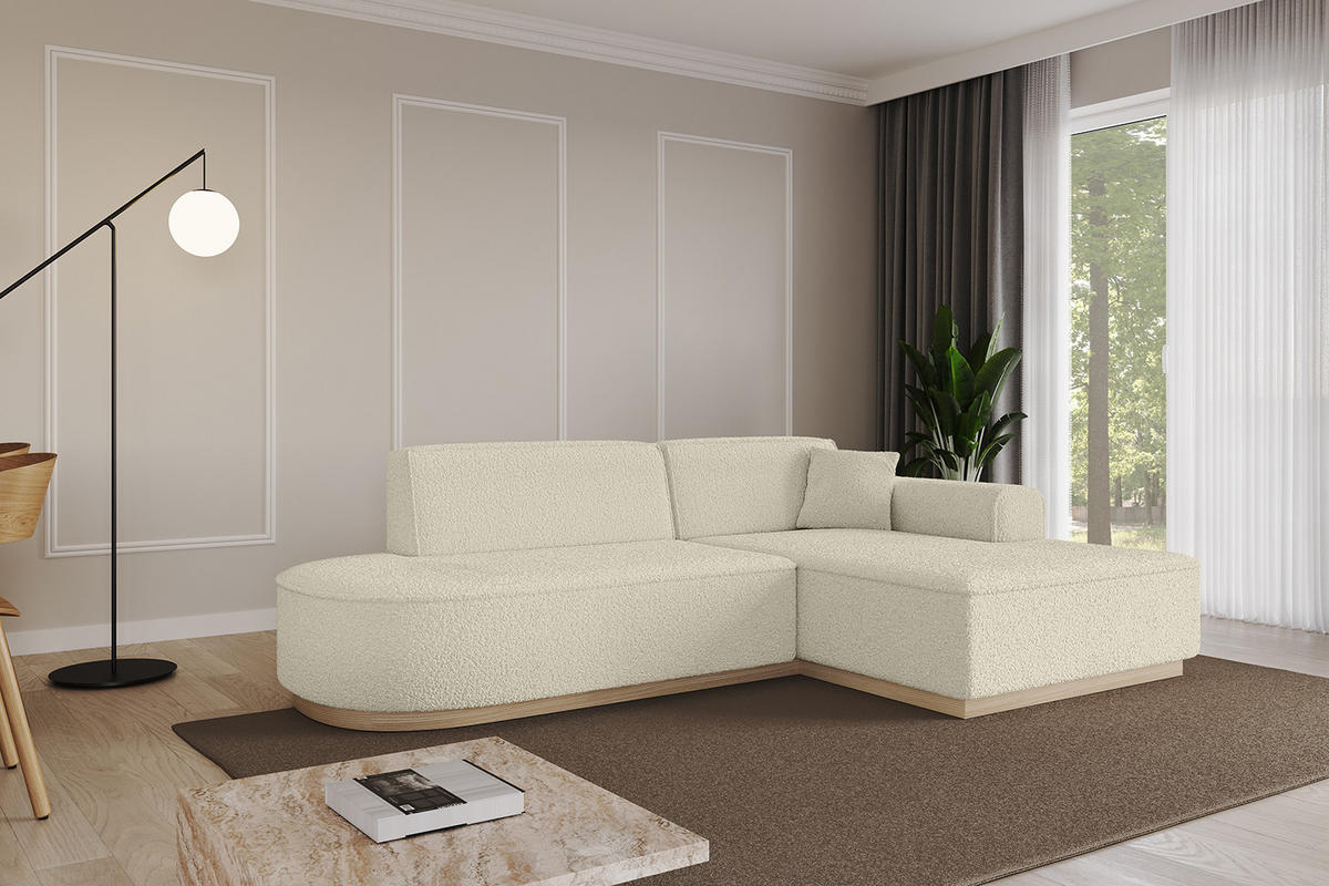 ECKSOFA Ottomane Rechts IREA-L1 - 232x165x80 cm Beige - Creme, Holzwerkstoff/Textil (232/165cm) - ALTDECOR