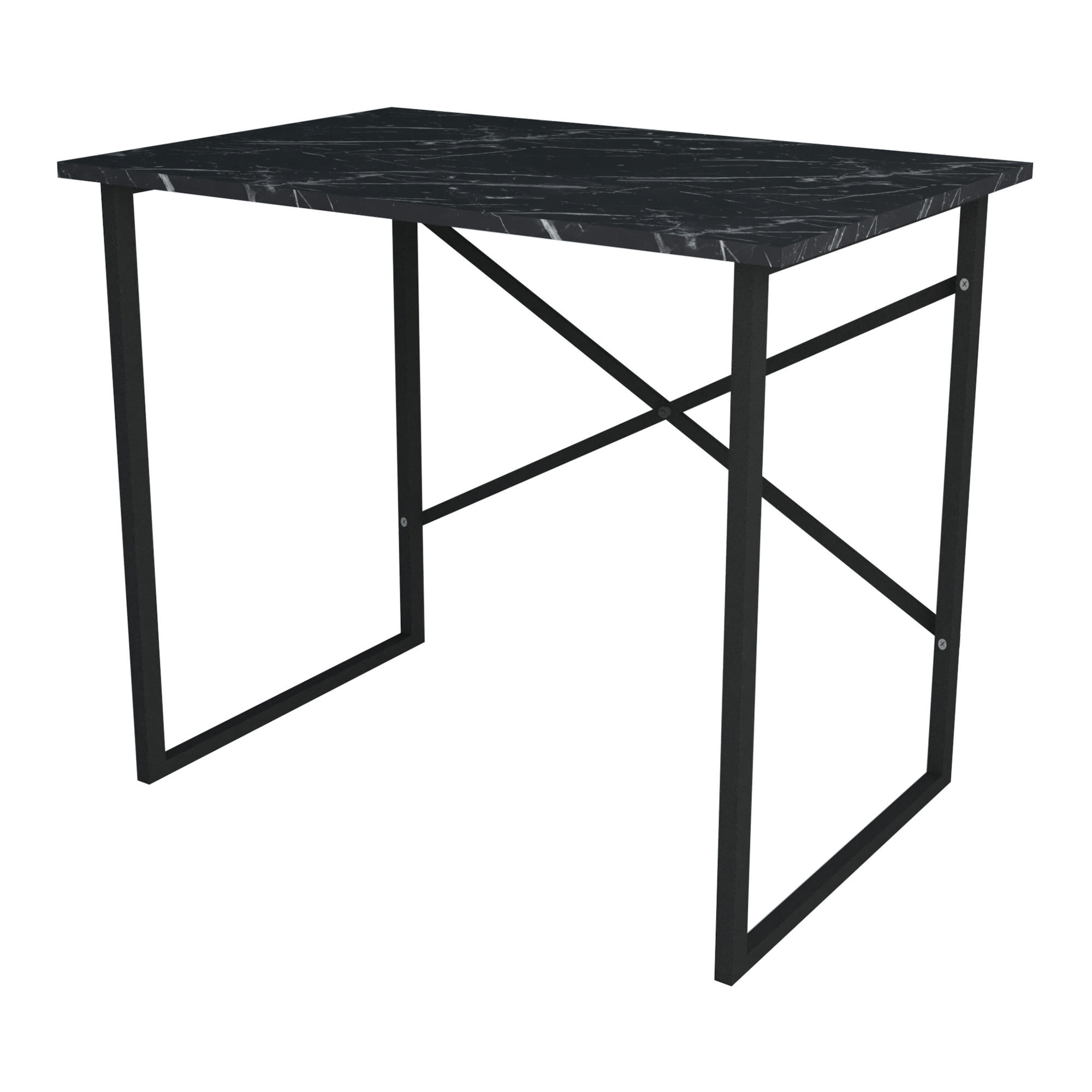 SCHREIBTISCH Tjeldsund - Schwarz, Holzwerkstoff/Metall (60/90/75cm) - [en.casa]