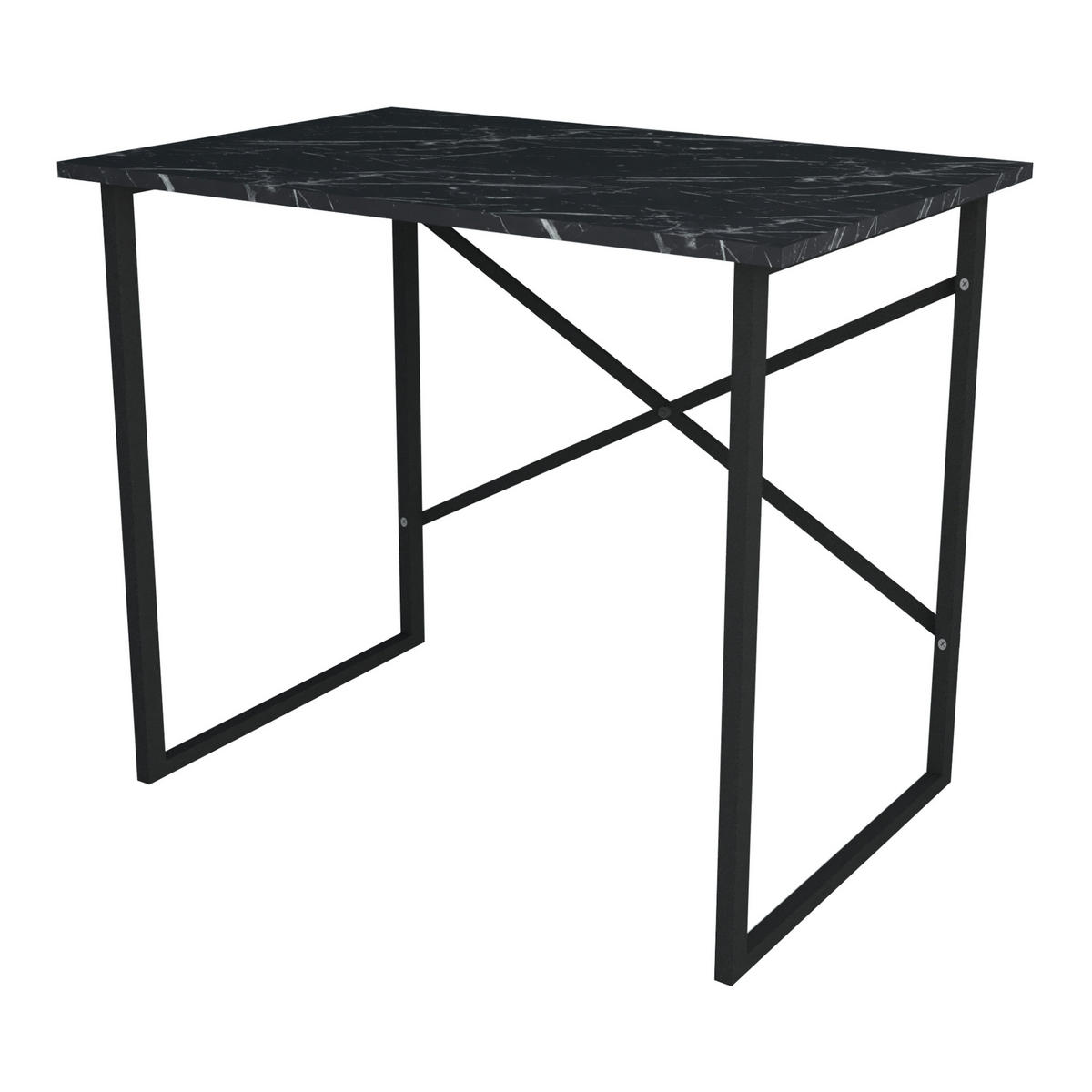SCHREIBTISCH Tjeldsund - Schwarz, Holzwerkstoff/Metall (60/90/75cm) - [en.casa]