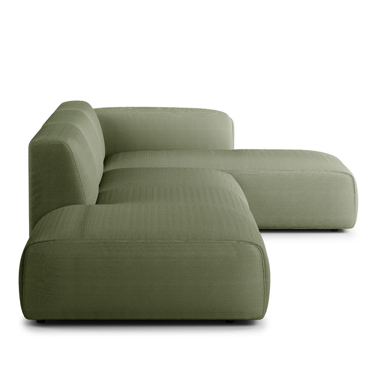 ECKSOFA mit Chaiselongue - Dunkelgrün/Schwarz, Kunststoff/Textil (290/173cm) - home24