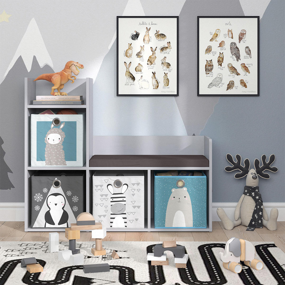 DĚTSKÁ POLICE Luigi Šedá - šedá, kompozitní dřevo (107.2/88.6/30.9cm) - Vicco