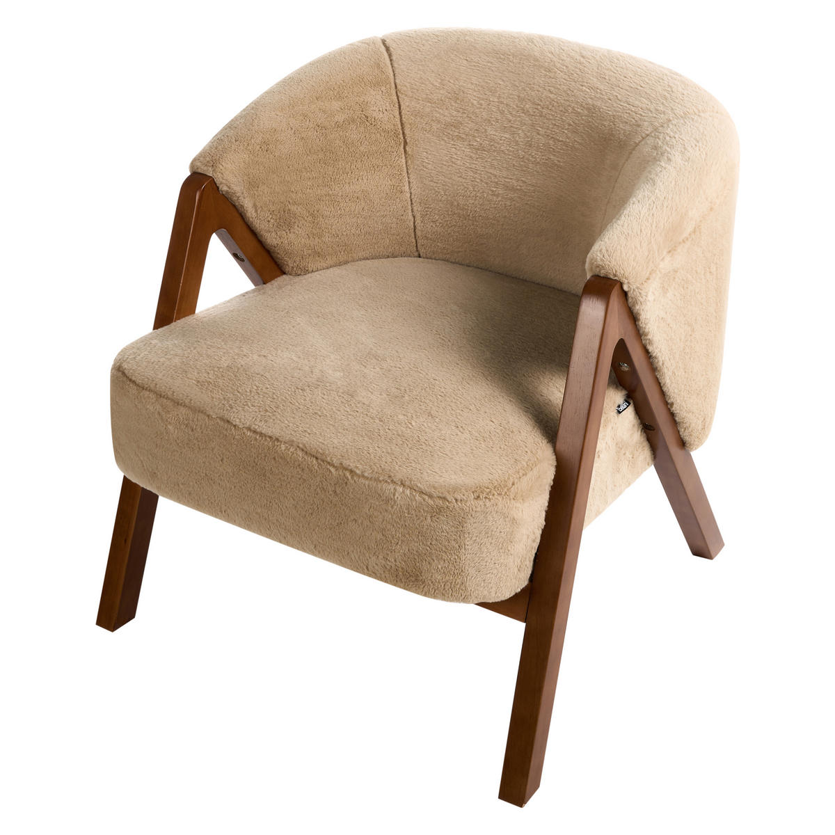SESSEL Webpelz Beige Skei - Beige/Braun, Kunststoff (67/69/66cm) - Beliani