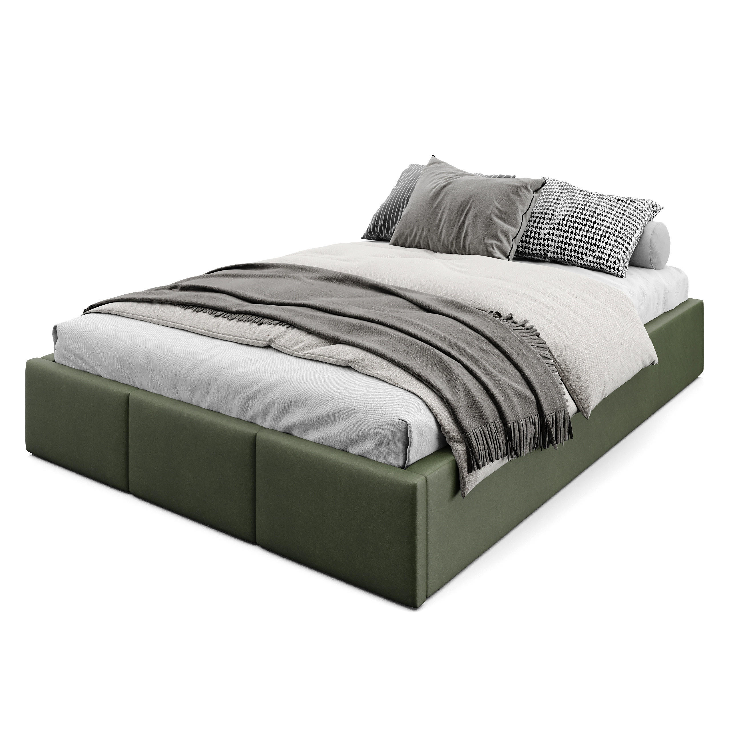 POLSTERBETT für Schlafzimmer Bett mit Stauraum Khaki 140x200cm - Olivgrün, Holzwerkstoff/Textil (160/200cm) - Muralo