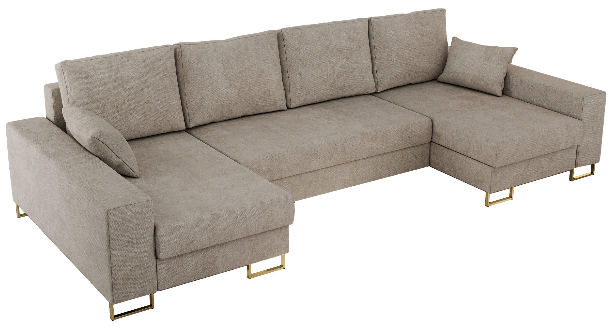 WOHNLANDSCHAFT DORIAN U Struktur Beige - Beige/Goldfarben, Textil/Metall (312/95/138cm) - MKS