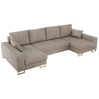 WOHNLANDSCHAFT DORIAN U Struktur Beige - Beige/Goldfarben, Textil/Metall (312/95/138cm) - MKS