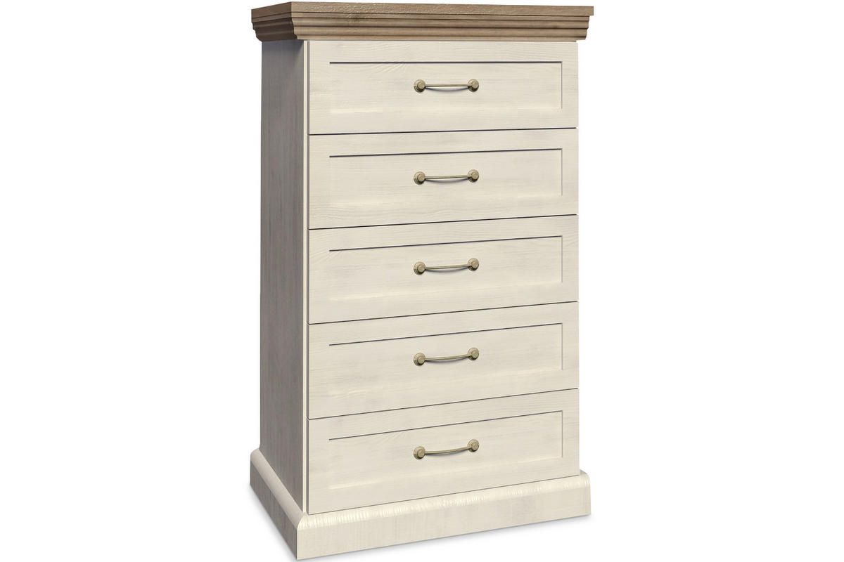 KOMMODE ARVEN mit Schubladen und Türen, Cremeweiß - Eichefarben/Creme, Holz (57/98/45cm) - KONSIMO®