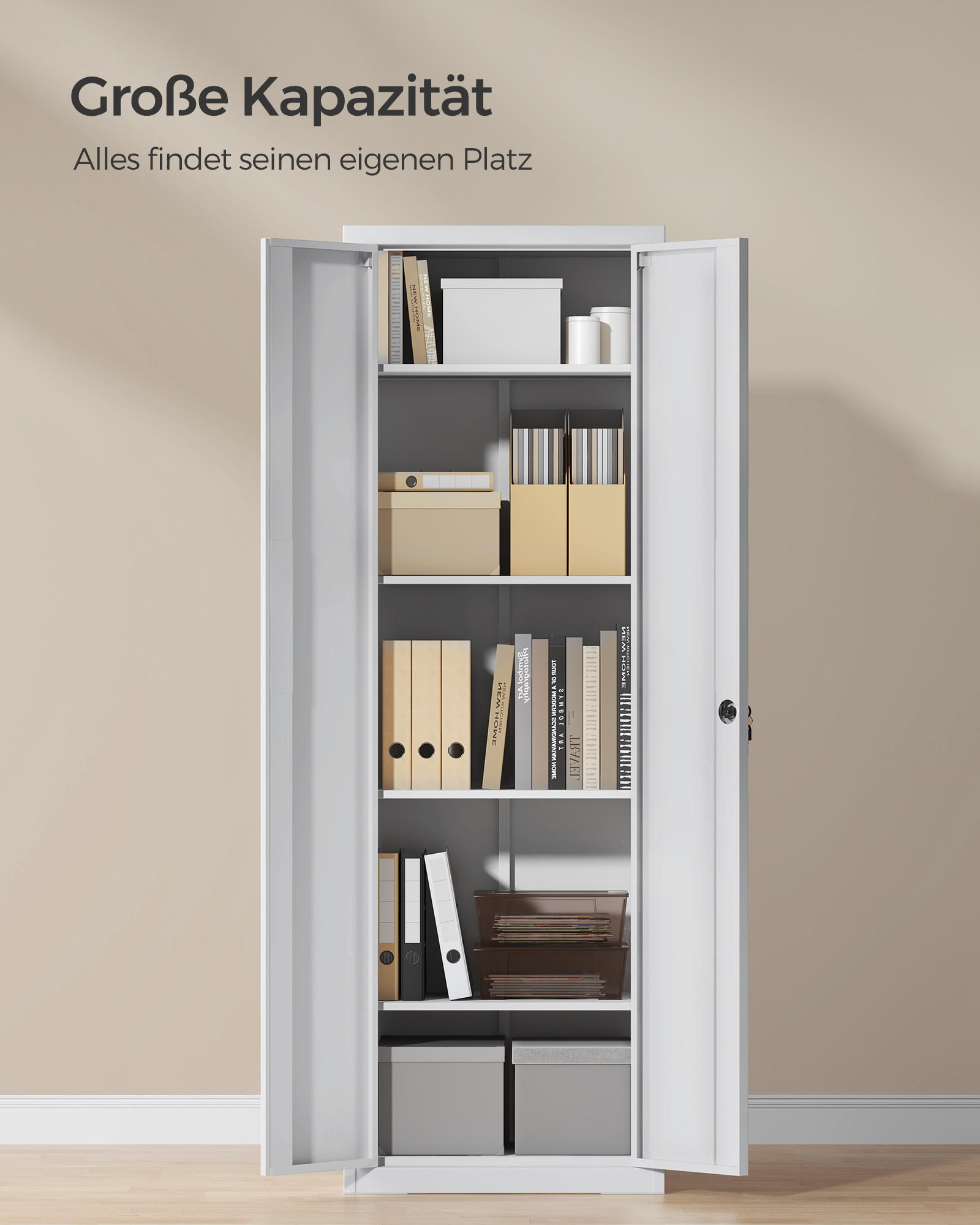 AKTENSCHRANK Berlin - Grau, Metall (41/180/61cm) - SONGMICS