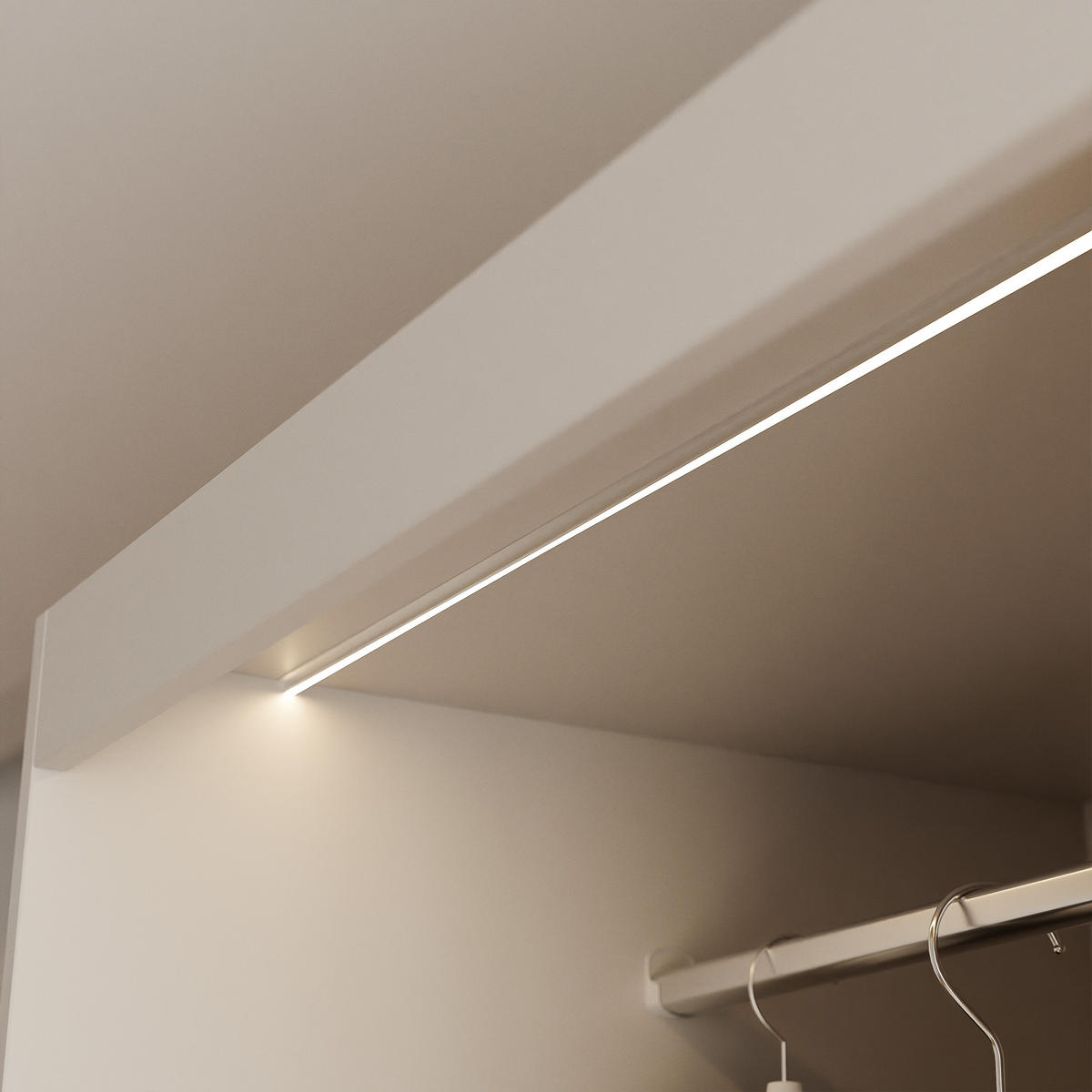 SCHIEBETÜRENSCHRANK SILENTE 140 cm mit Einlegeböden und Kleiderstange - Beige, Holzwerkstoff (140/205/60cm) - Idohome