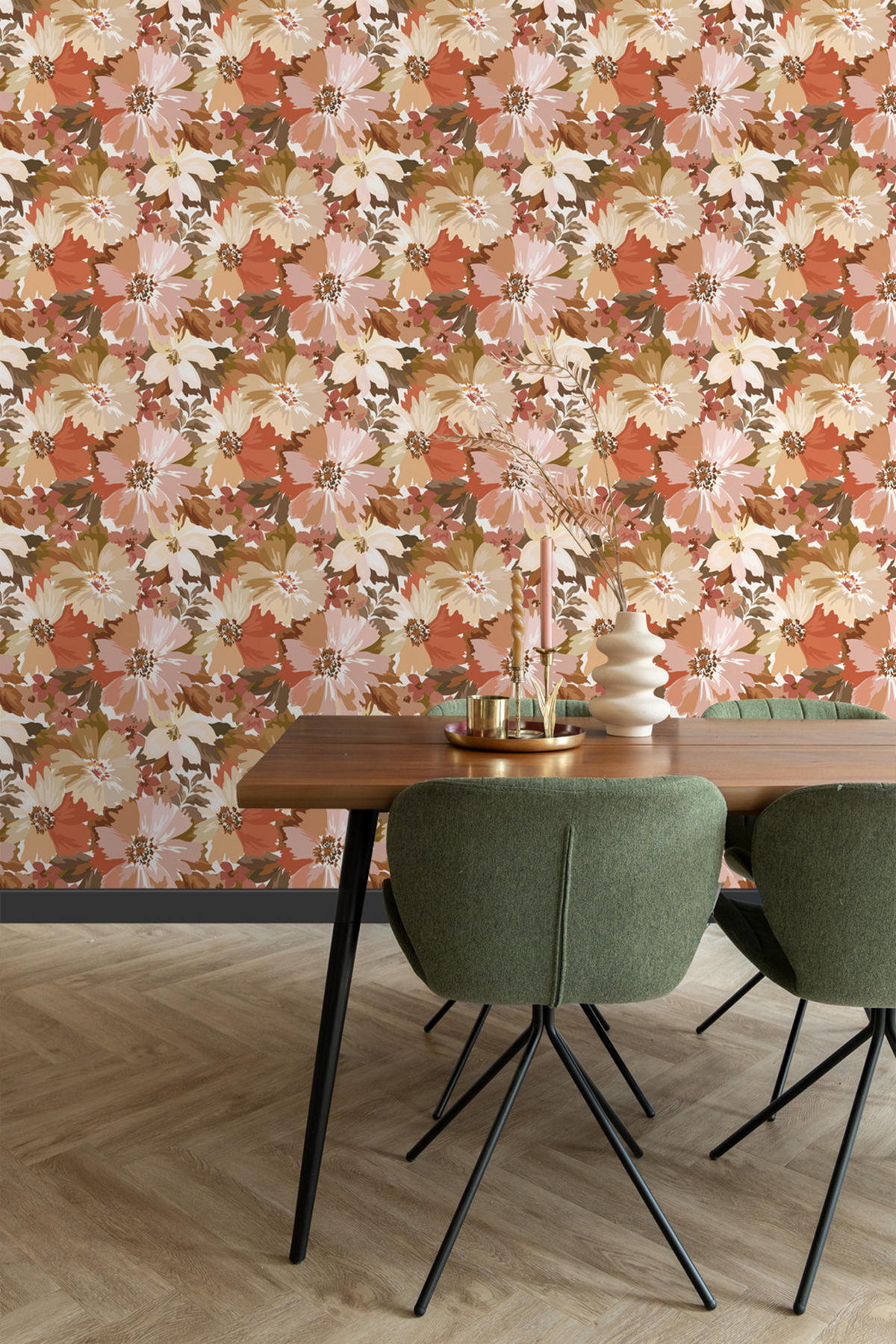 TAPETE Blumen 50 x 900 cm - Terracotta, Papier (50/900cm) - ESTAhome