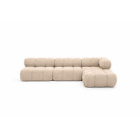 ECKSOFA L-Form Modulare, Veloursstoff Salvador, Beige, Rechts, Selia - Beige, Holz (285/160cm) - Kaiser Möbel