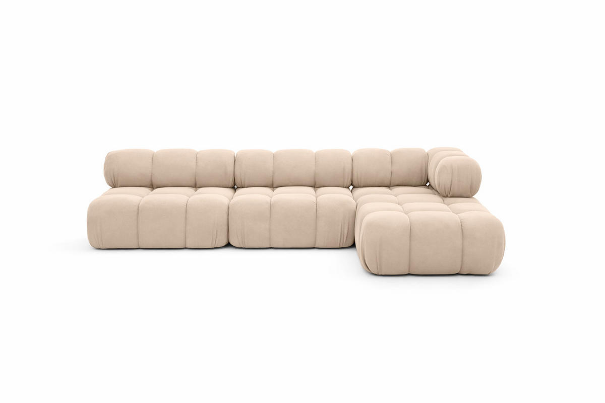 ECKSOFA L-Form Modulare, Veloursstoff Salvador, Beige, Rechts, Selia - Beige, Holz (285/160cm) - Kaiser Möbel